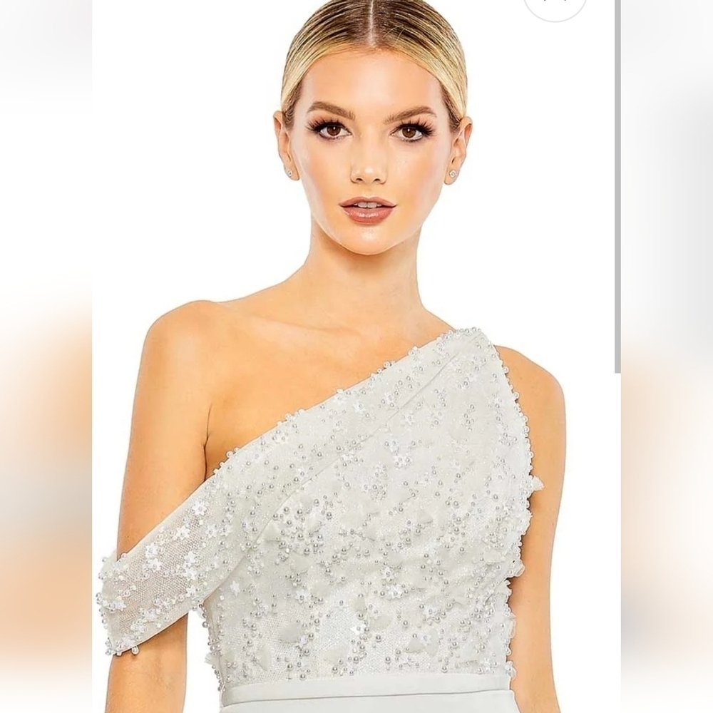 Mac Duggal 11624 White Beaded Bodice Gown 16 NWT